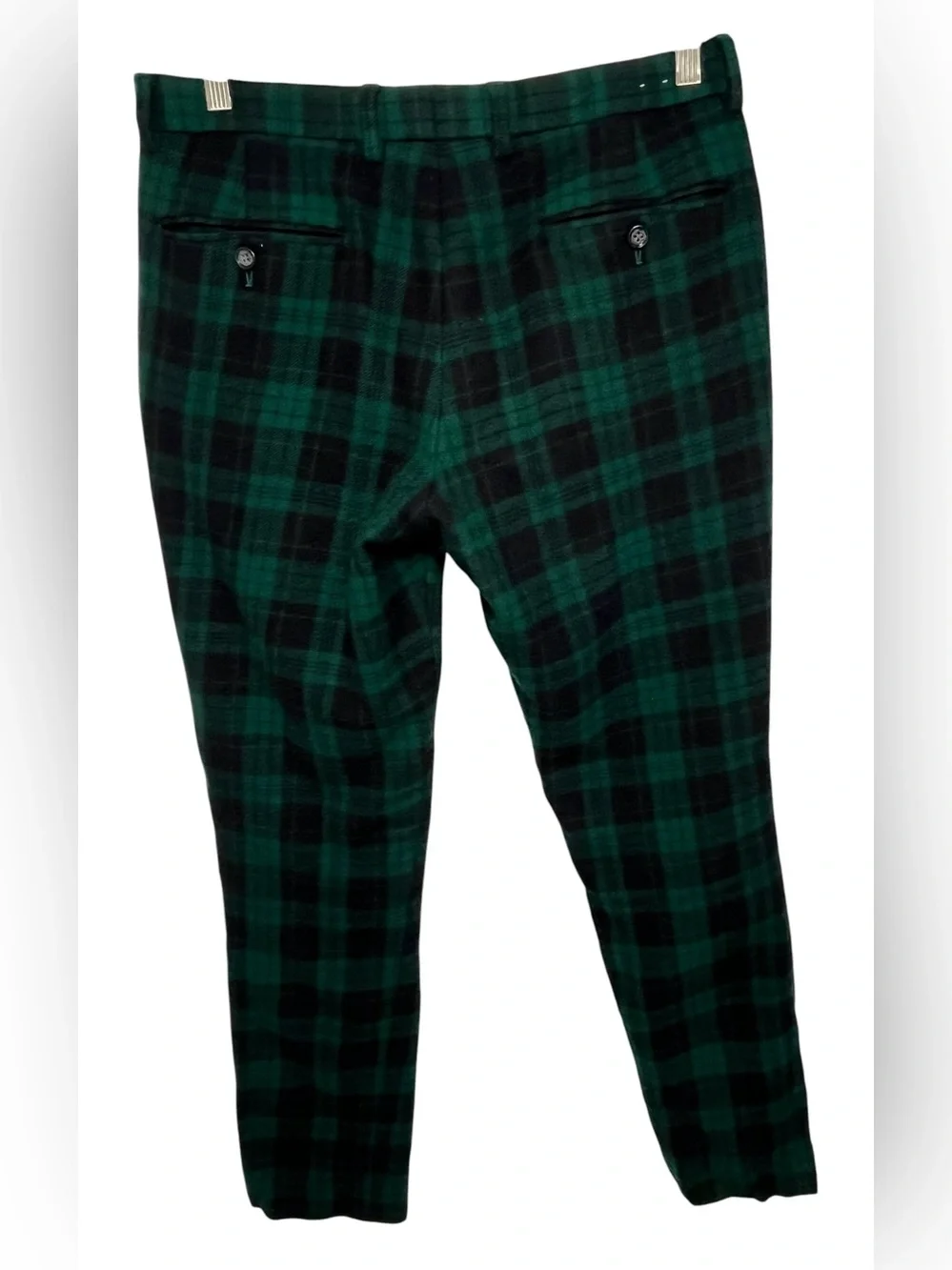 Men's Green Plaid Dress Pants - Classic Tailored Fit